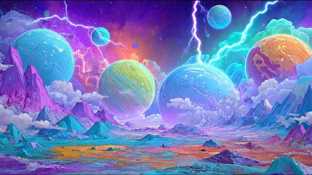 Colorful alien planet landscape
