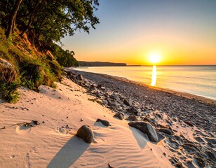 Sunrise over a sandy beach