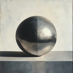 A grayscale sphere on a platform