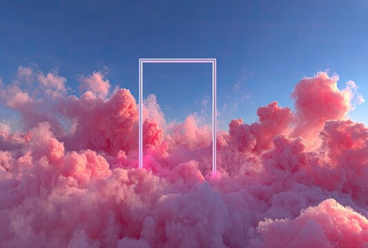 Pink cloudscape with glowing frame