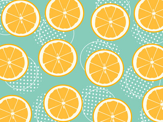 輪切りのオレンジのレトロな背景パターン