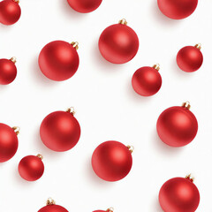 Minimalist Red Christmas Balls on White Background