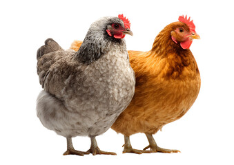 Fototapeta premium Backyard Chickens Pecking Food Transparent Background