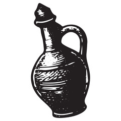 Vintage Alchemy Jug Engraving, Witchcraft Potion Vessel, Esoteric Magic Tool Art