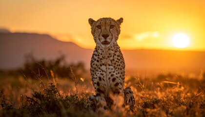 Cheetah at sunset