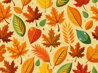 Seamless autumn leaf pattern vector illustration oak birch maple foliage scalable graphic design