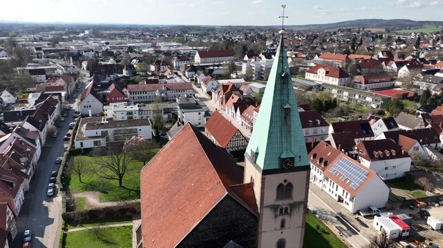 Lemgo germany aerial view of town and church