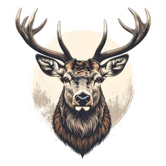 Close-up stag portrait, detailed illustration