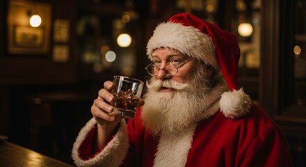Santa claus drinking whisky