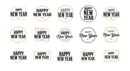 Fototapeta premium Happy new year greeting labels in various design and style