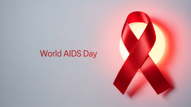 World AIDS Day red ribbon symbol on a light background