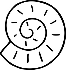 Black and white outline of a spiral shell