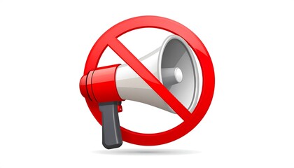 Red prohibition symbol over a megaphone