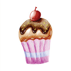 chocolate muffin isolated on white background vector