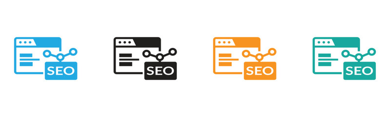 Boost your online presence with these vibrant SEO icons, perfect for showcasing digital marketing strategy, growth, and success. Elevate your business visuals instantly.