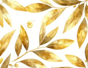 Golden Olive Leaves Pattern (Luxury Background)