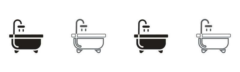 Modern bath icons exude spa vibes, promote cleanliness, relaxation and self-care. Perfect for bathroom designs, promoting hygiene and creating a comfortable living space.