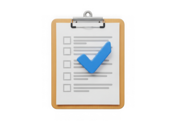 3d icon of clipboard with checklist and checkmark isolated on transparent background