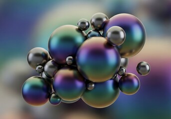 Fototapeta premium Chromatic sphere aggregation with luminous gradient backdrop composition