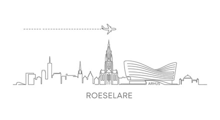 Roeselare Skyline Minimalist Airplane.