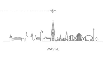 Naklejka premium Wavre Skyline Outline Minimalist design.