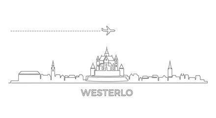 Fototapeta premium Westerlo Skyline with Belgium Plane Travel.