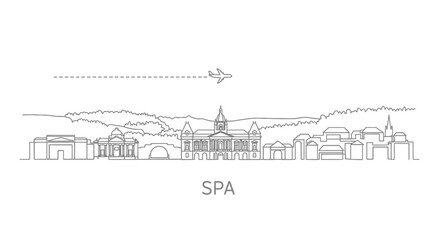 Fototapeta premium Spa Skyline with Belgium, and minimal vector.