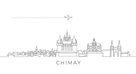 Fototapeta premium Chimay Skyline with Belgium Vector, and Minimal.