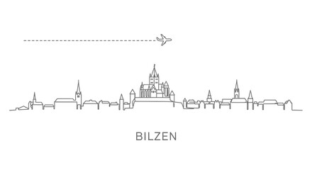 Fototapeta premium Bilzen skyline minimal vector illustration.