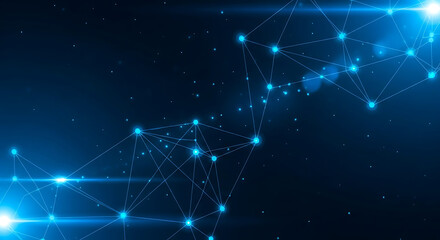 Futuristic Digital Network Web With Glowing Nodes And Neon Lines