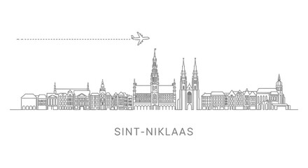 Naklejka premium SintNiklaas Skyline Vector Plane.