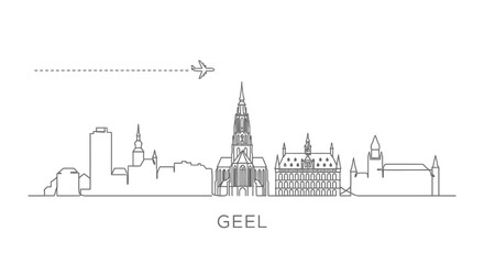 Naklejka premium Geel Skyline with Belgium, and Vector Minimalist city.