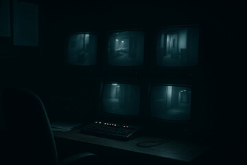 wall of CRT monitors true crime