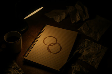 creepy notebook with linked rings sketch