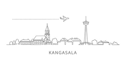 Obraz premium Kangasala Skyline with Airplane and Tower