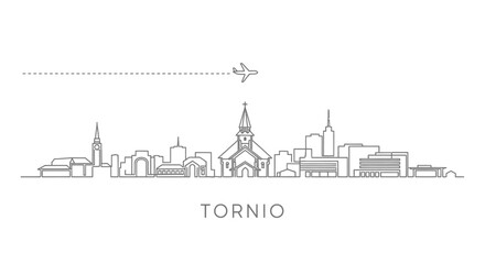 Obraz premium Tornio Finland City Skyline with Airplane Icon