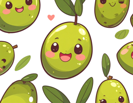 Vintage Olive Fruit & Leaf Repeat Design