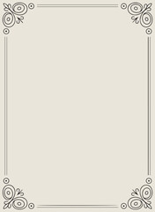 Elegant decorative frame with ornate corners and double border design on a light background