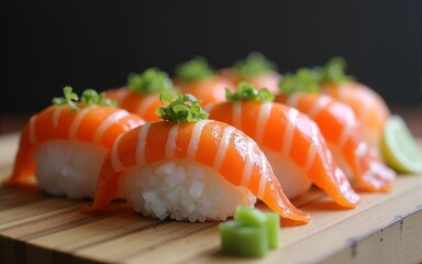 Sushi rolls and nigiri background. High quality