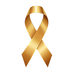 Gold ribbon awareness symbol isolated on transparent background