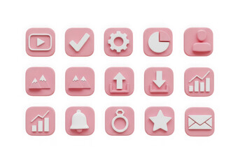 3d icon of pink 3d icon grid for user interface and analytics isolated on transparent background