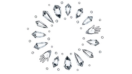 Floating Crystal Shards A Circle of Sparkling Light and Hands