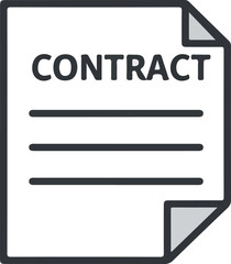 Contract document with the word contract written on the paper for legal agreements.