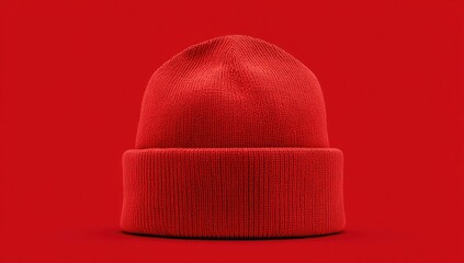 Red beanie against red background