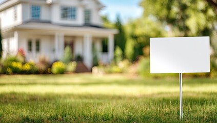 Blank sign in front of a house