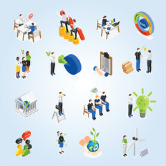 Isometric Style Environmental Social Governance ESG Infographic and Business Concepts