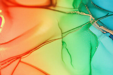 Vibrant Metallic Rainbow Watercolor Art