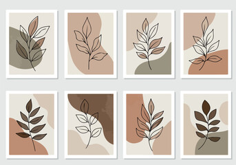 Elegant botanical leaf art prints for home decor minimalist design.