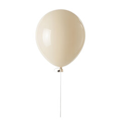 A classic, round, cream-colored balloon tied with a thin white string, isolated on a stark white background