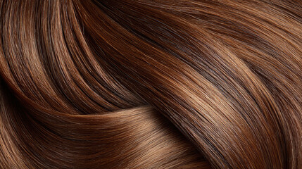a close up view of straight brown brunette hair on white background